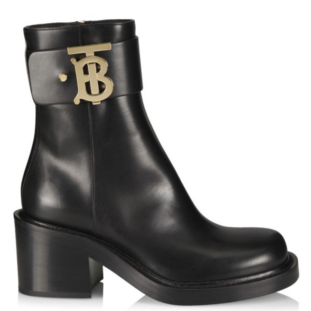 Burberry Westella 65 Leather Ankle Boots‎ Women’s 39.5 9.5 Chunky Block Heel